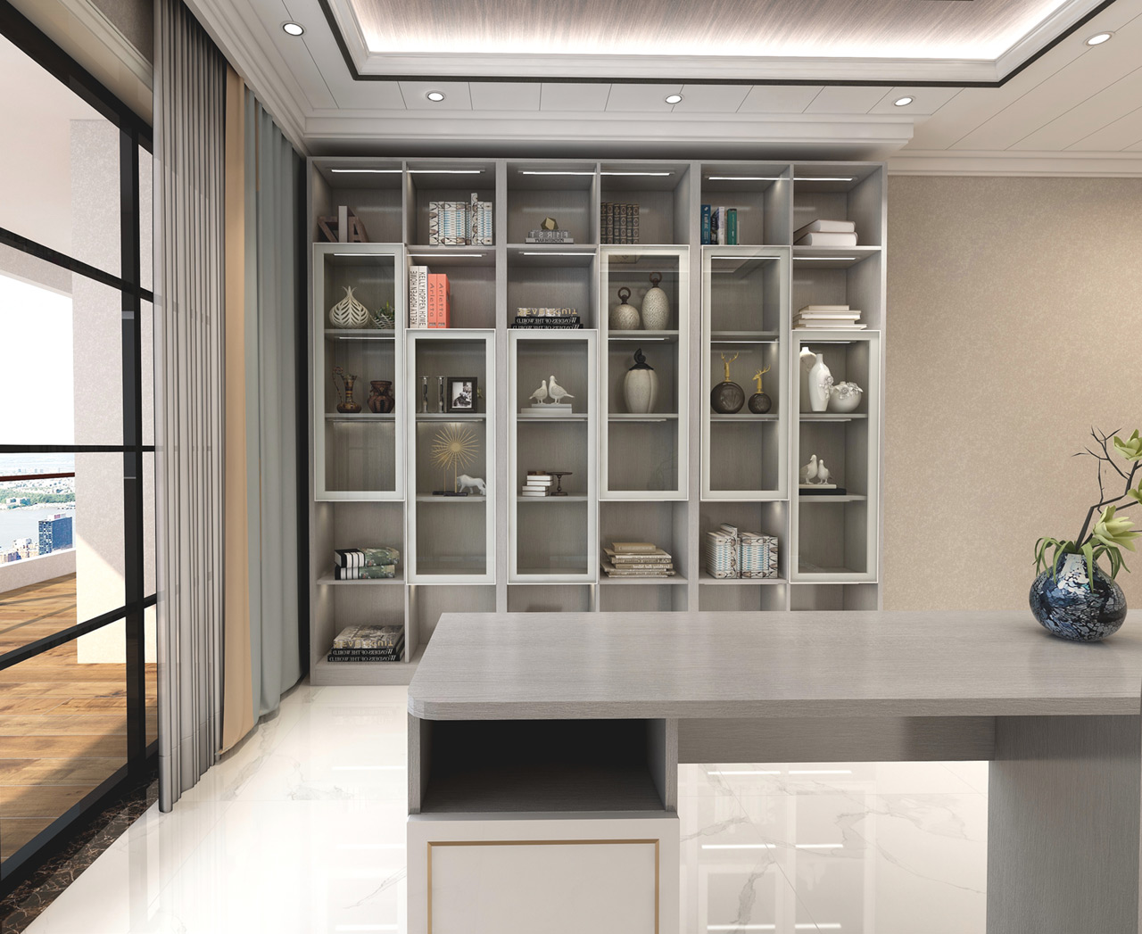 现代轻奢气概书柜